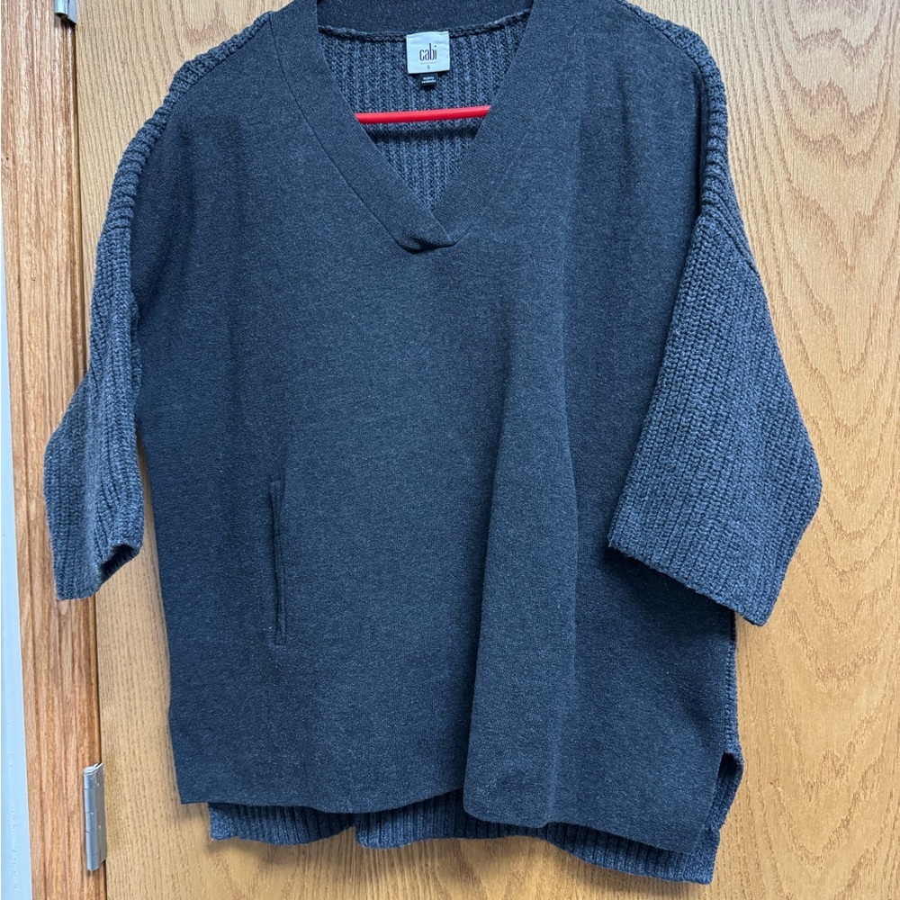 CAbi Dark Gray V-Neck Sweater